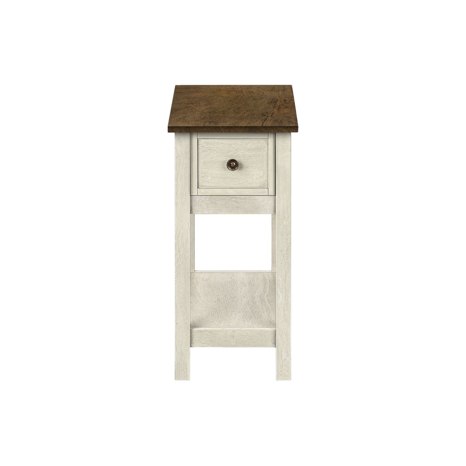 Accent End Table, 2 Tier, Narrow, Lamp, Storage Drawer, Charming Design