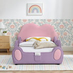 Cute Cloud Shape Bed With Guardrails Cartoon Design, Storage Pocket