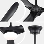 Smart Ceiling Fan With Lights, 3 Blades, Reversible Quiet DC Motor For Indoor