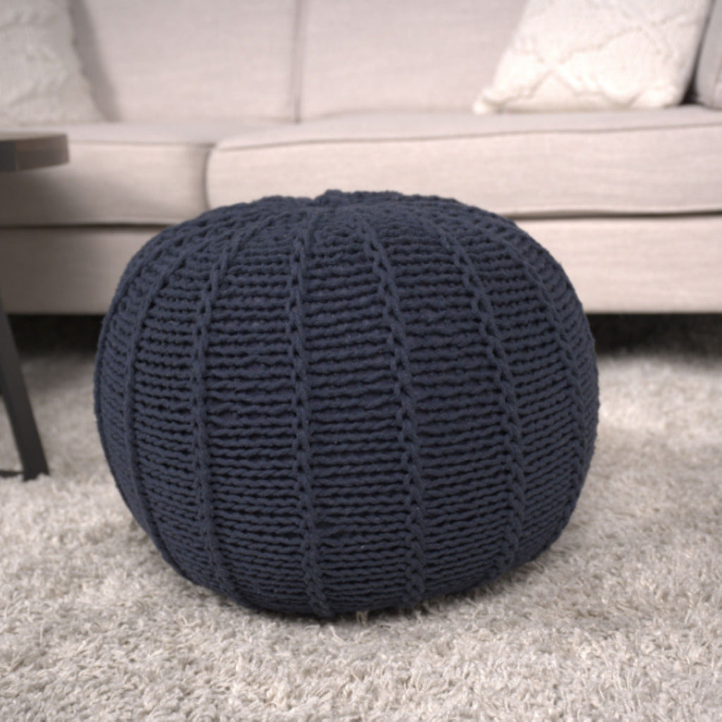 Bordeaux - Knitted Round Pouf Ottoman And Floor Cushion