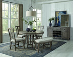 Paxton Place - Curved Bench With Upholstered Seat - Dovetail Gray
