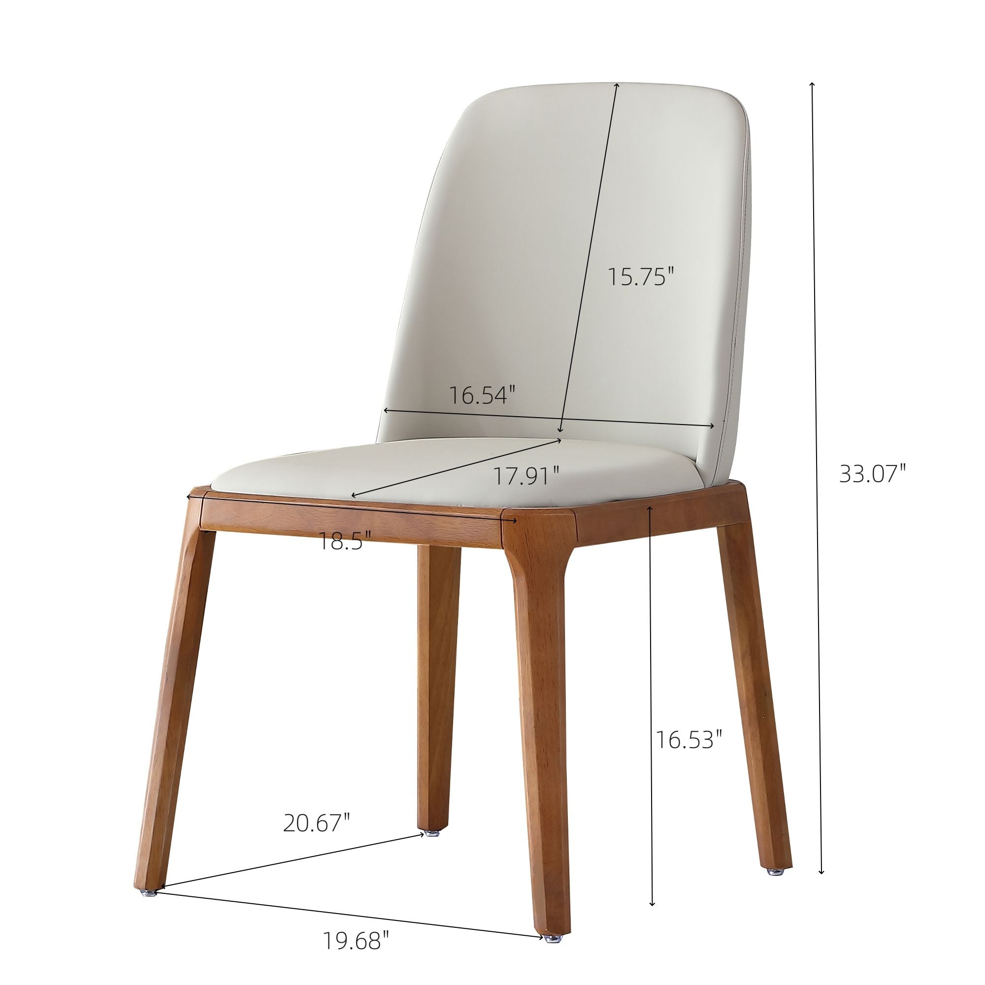 Modern Dining Chairs, Wooden Legs (Set of 2) - Gray