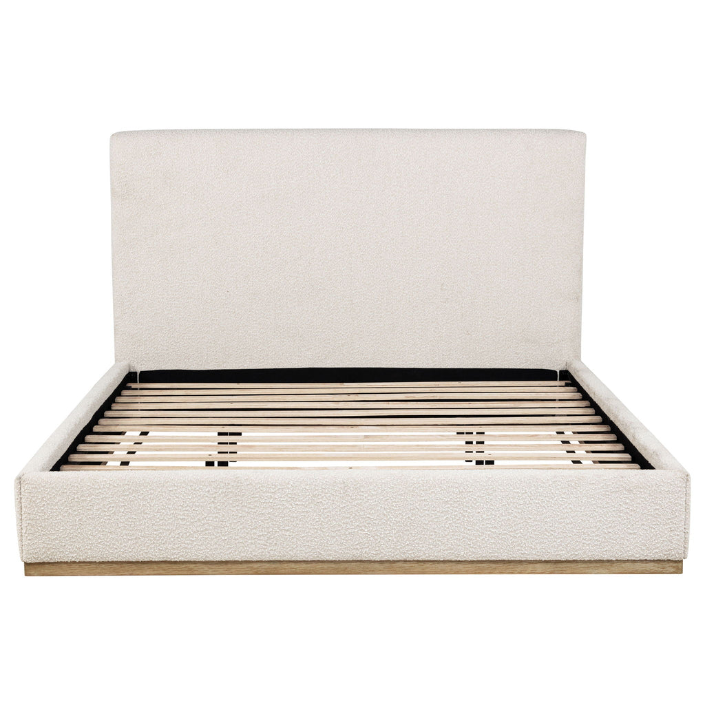 Knox Eastern King Bouclé Upholstered Platform Bed Cream