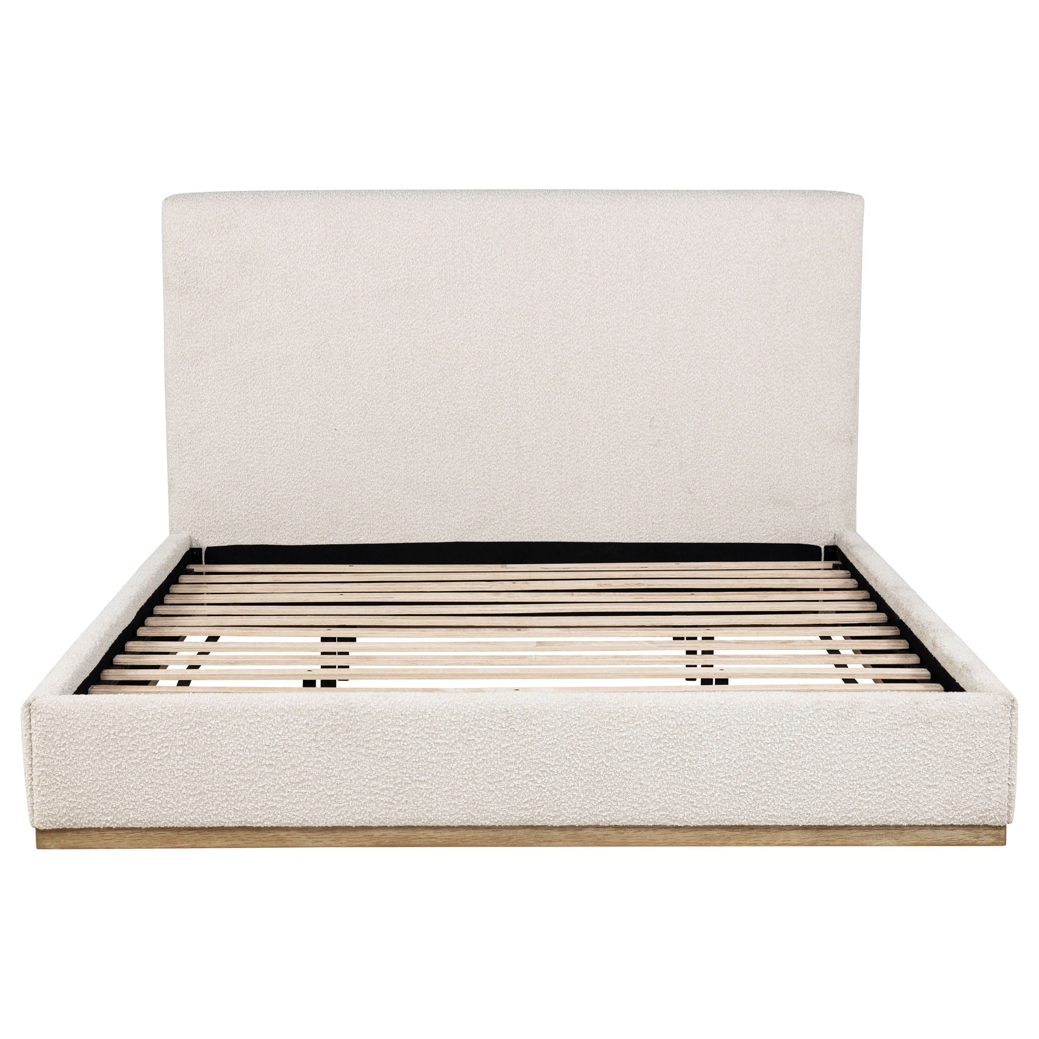 Knox Eastern King Bouclé Upholstered Platform Bed Cream