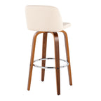 Toriano - Mid Century Modern Fixed Height, Barstool With Swivel With Round Footrest (Set of 2)