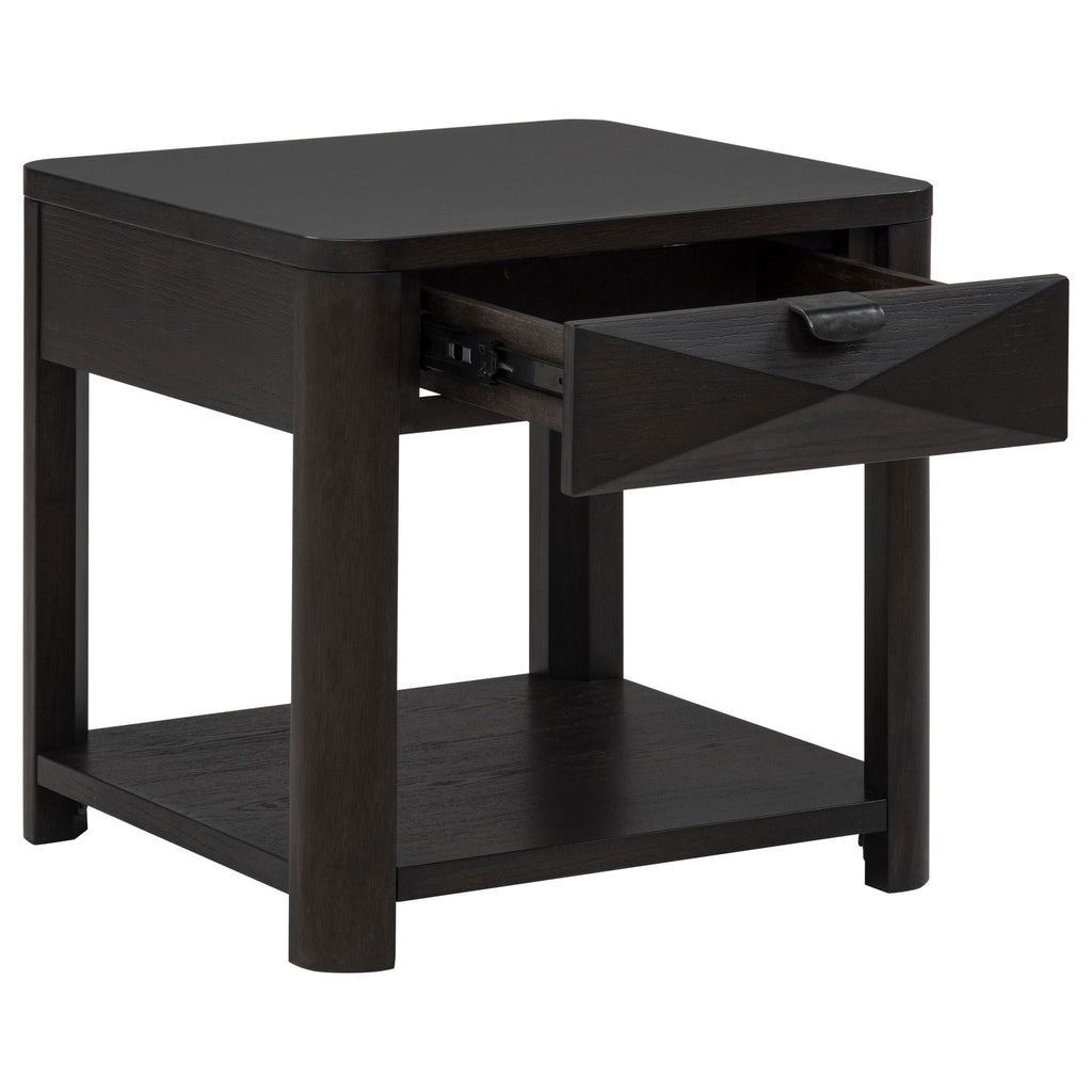 Marcelo Wood End Table with Drawer and Shelf Coffee