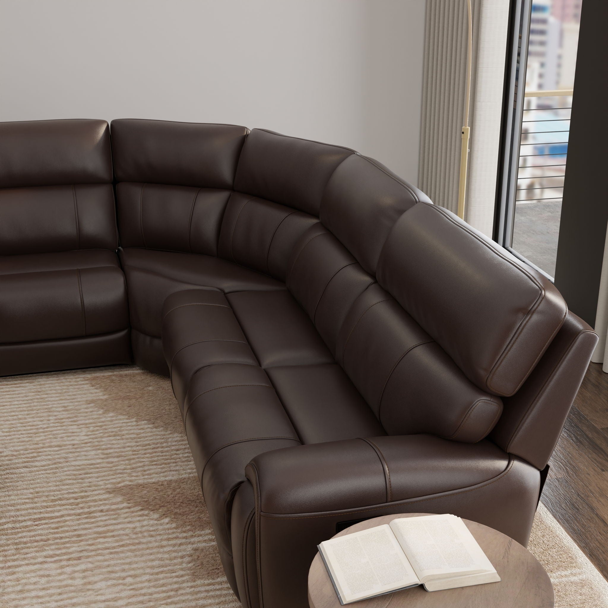 Brazil - Power Sectional With Adjustable Headrest & Footrest - Dark Brown