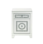 Noralie - 26"H Accent Table With Storage Drawers - Mirrored & Faux Diamonds