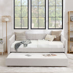 Upholstered Daybed With Trundle With Vertical Stripes