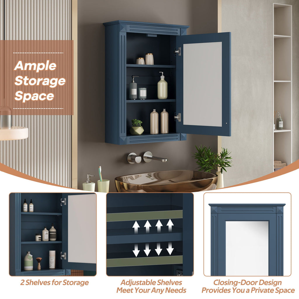 Wall Mounted Bathroom Storage Medicine Cabinet For Over Toilet With Mirror