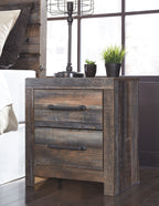 Drystan - Two Drawer Night Stand - Brown / Beige