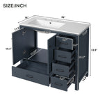 Bathroom Vanity With Ceramic Sink Combo, Abundant Storage Cabinet 2 Soft Close Doors And 5 Drawers