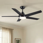 Ceiling Fan With Lights And Remote Control, Reversible DC Motor, 6 Speeds, 3 Cct Dimmable LED, Quiet Timer For Indoor - Black