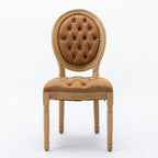 French Style Solid Wood Frame Antique Painting, Hand-Pulled Buckle Decoration Artificial Dining Chair With Nailhead Trim, Wood Legs