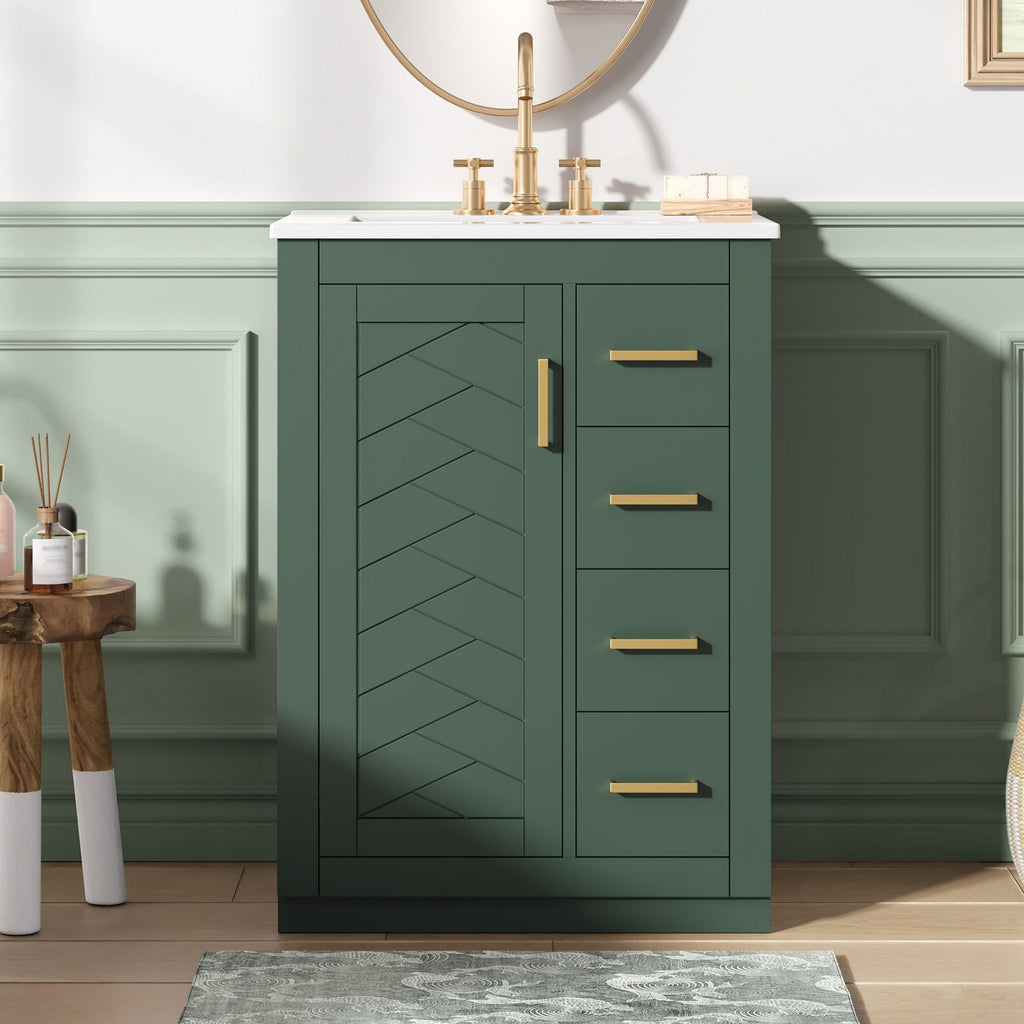 Modern Bathroom Vanity With 1 Door And 3 Drawers