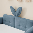 Cute Rabbit Ear Upholstered Platform Bed Frame With Safety Rail