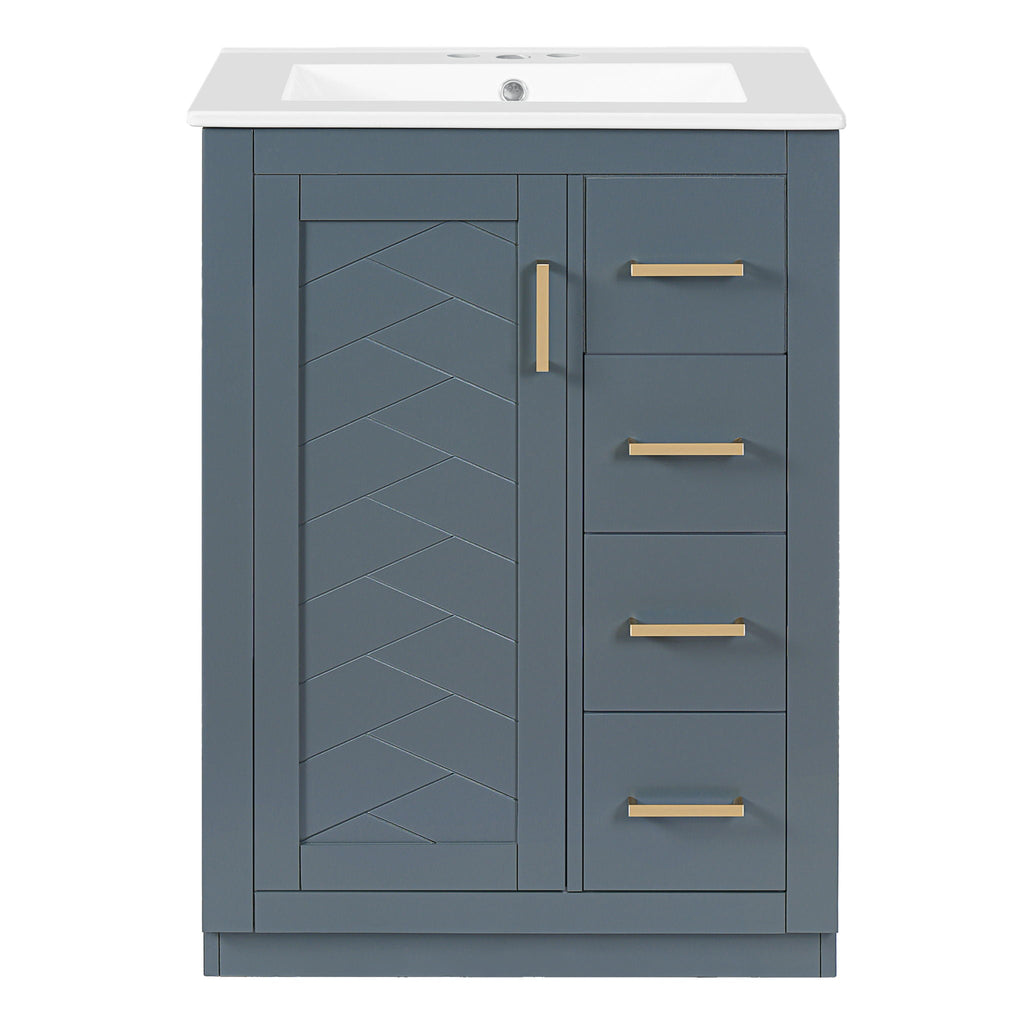 Modern Bathroom Vanity With 1 Door And 3 Drawers