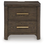 Radkin - Two Drawer Night Stand - Burnished Brown