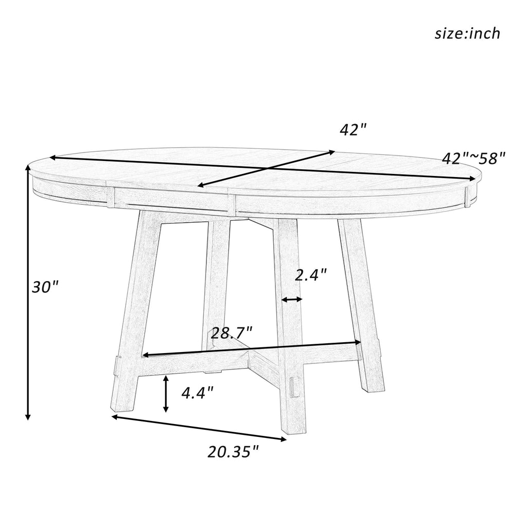 Gia - Round Extendable Dining Table With 16" Leaf Wood