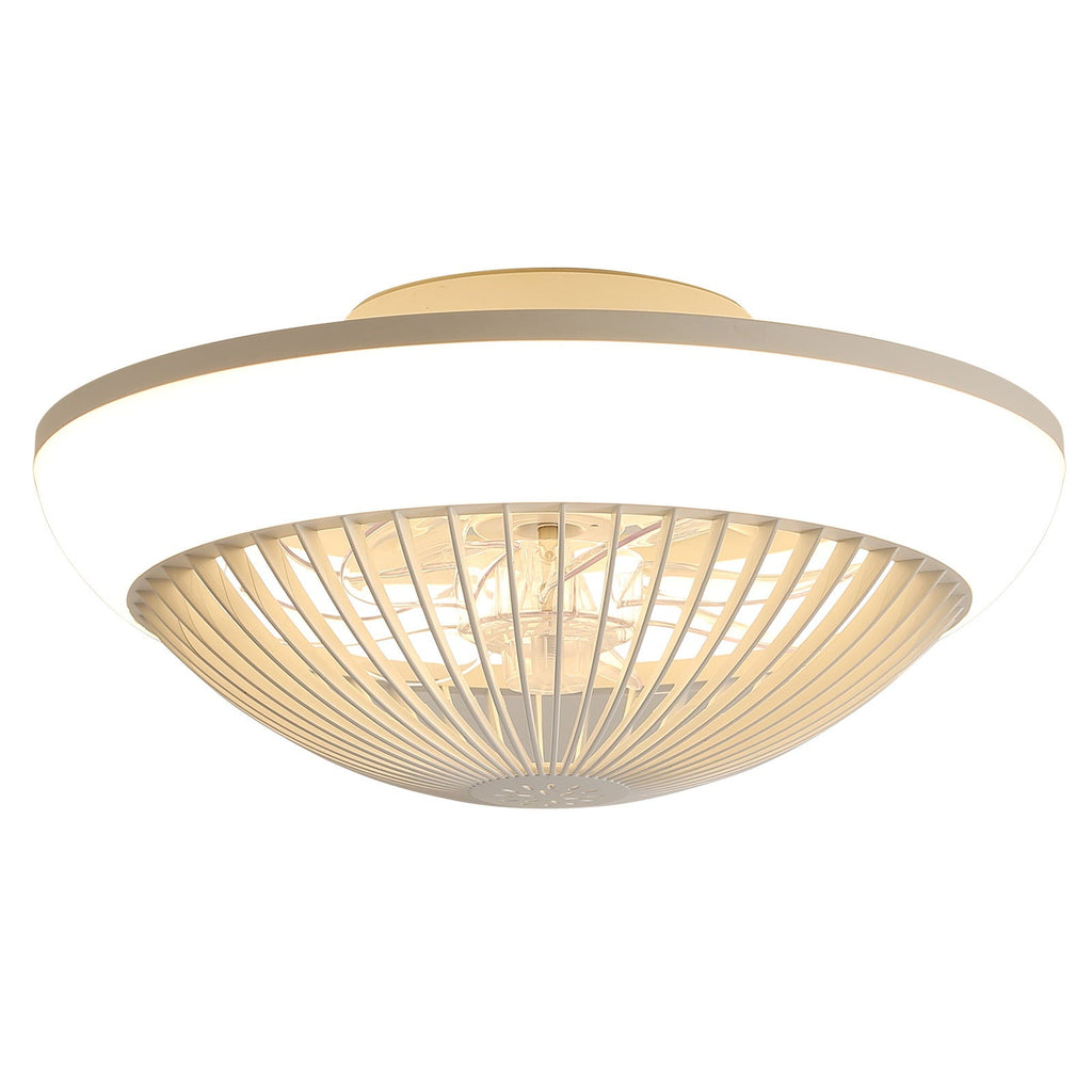 RGB Dimmable LED Enclosed Ceiling Fan With Remote Control, Bladeless Design - White