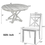 Dining Set With Extendable Round Table And 4 Upholstered Chairs