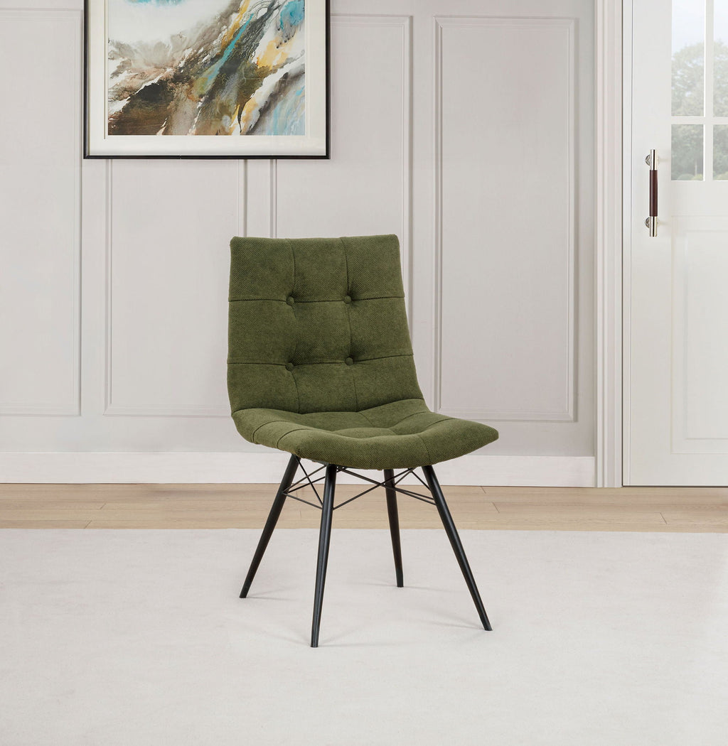 Aiken Fabric Upholstered Dining Side Chair Saddle Forest Green (Set of 4)