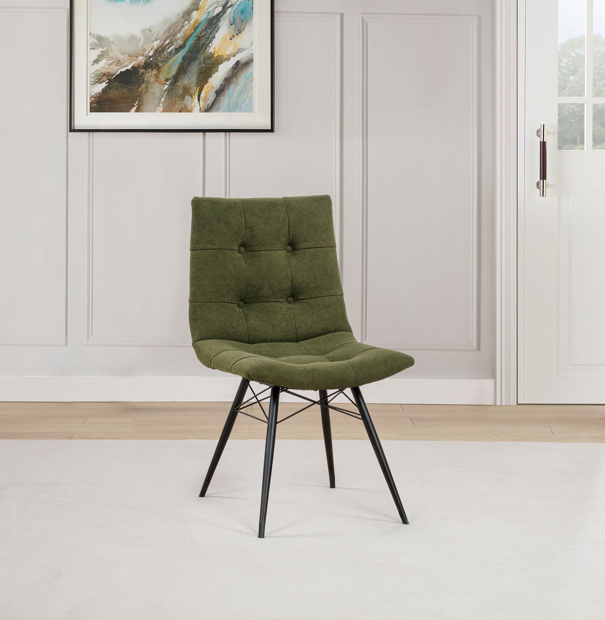 Aiken Fabric Upholstered Dining Side Chair Saddle Forest Green (Set of 4)