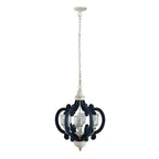 Wood Chandelier 6 Light Farmhouse Pendant Lighting Wood Hanging Light Fixture For Kitchen Living Dining Room, Bulb Not Included - Cream