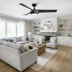Reversible Quiet Motor Ceiling Fan Light With ABS Blades - Black / Gray