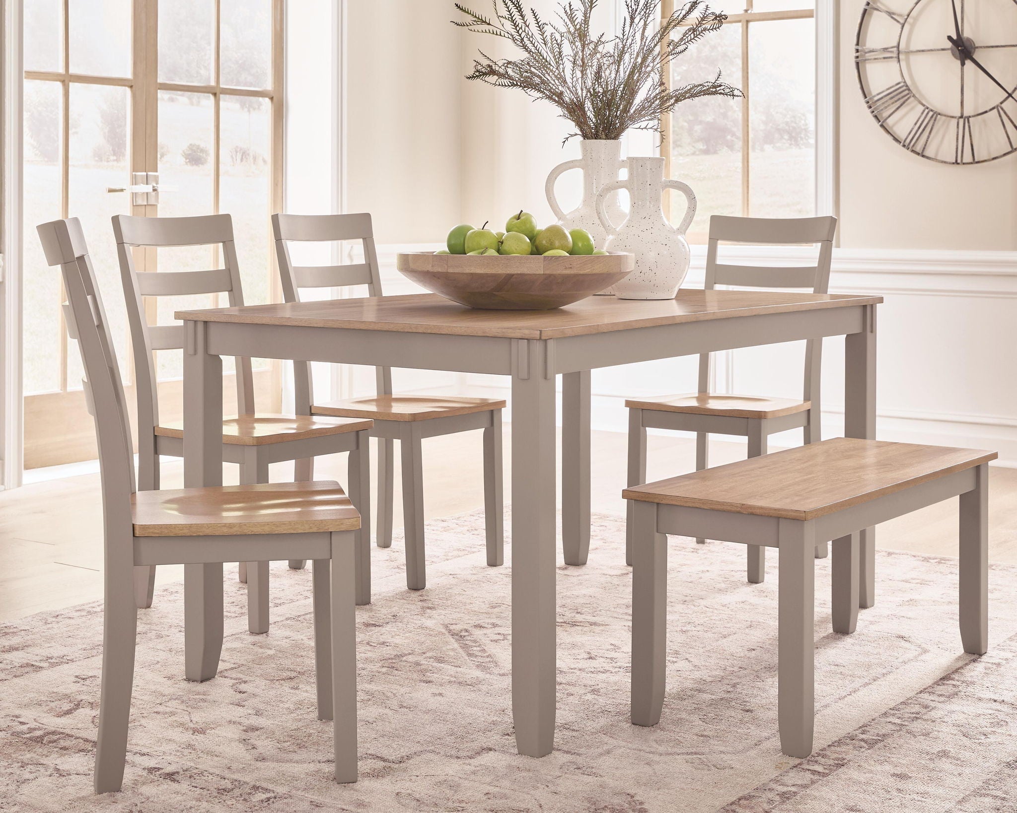 Harperfeld - Dining Room Table Set (Set of 6) - Natural / Gray