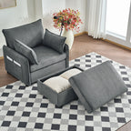 Comfy Oversized Chaise Lounge Chair With Ottoman And Storage