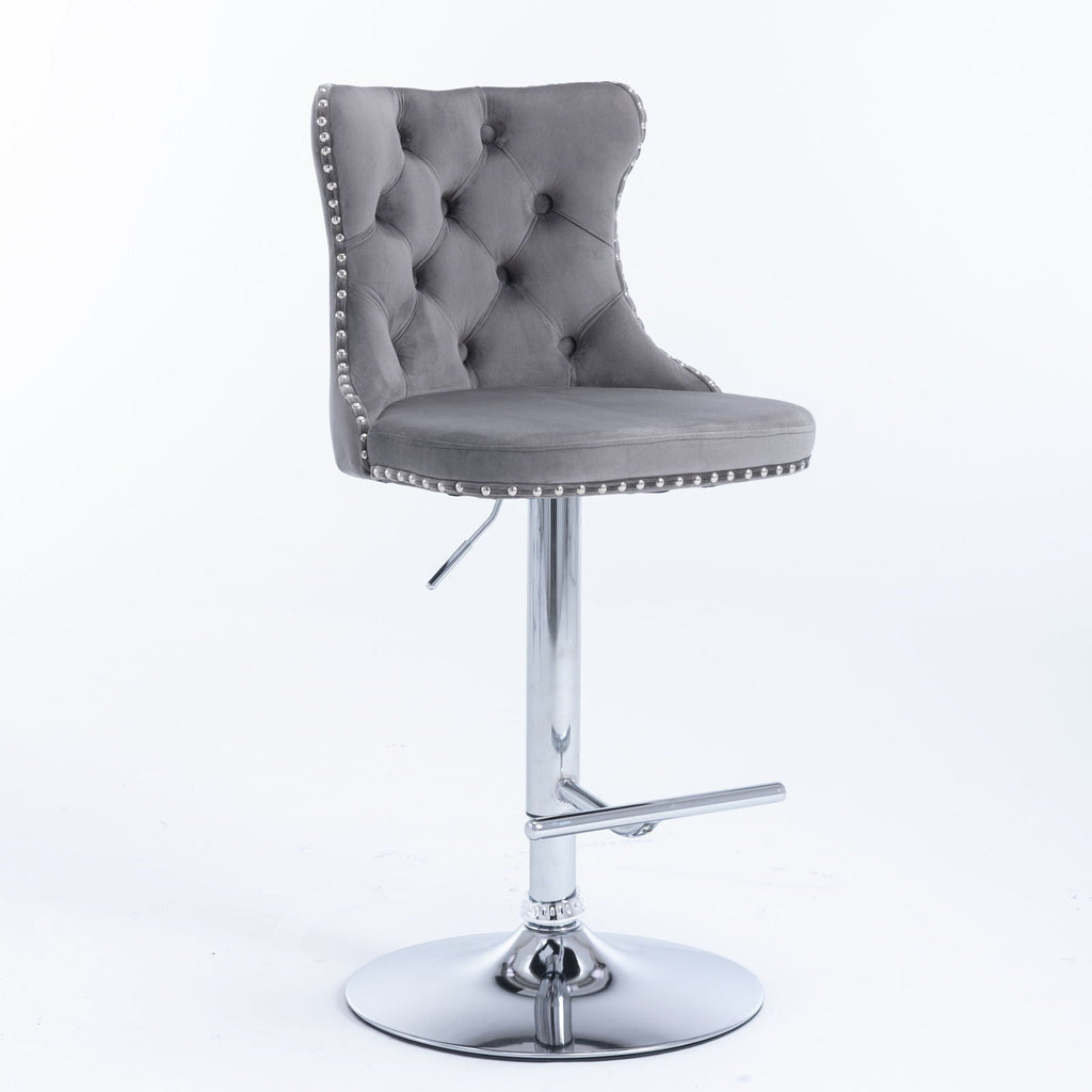 Swivel Barstools Adjusatble Seat Height From 25-33", Modern Upholstered Base Bar Stools With Backs Comfortable Tufted For Home Pub And Kitchen Island (Set of 2)