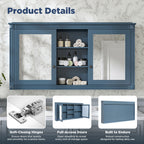 Modern Wall-Mount 2 In 1 Mirror Cabinet With Adjustable Shelves, Soft-Closing Hinges