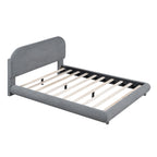 Upholstered Platform Bed With Thick Solid Frame And Stylish Curve-Shaped Design