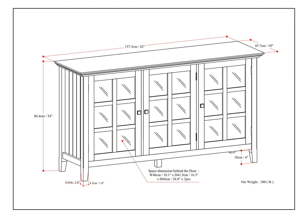 Acadian - Wide Storage Cabinet Handcrafted