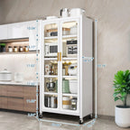 6 Tier Storage Cabinet With Transparent Door, Adjustable Shelves & Wheels