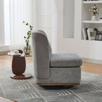 Wide Modern Cushioned Armless Metal Base 360° Swivel Chair With Pillow