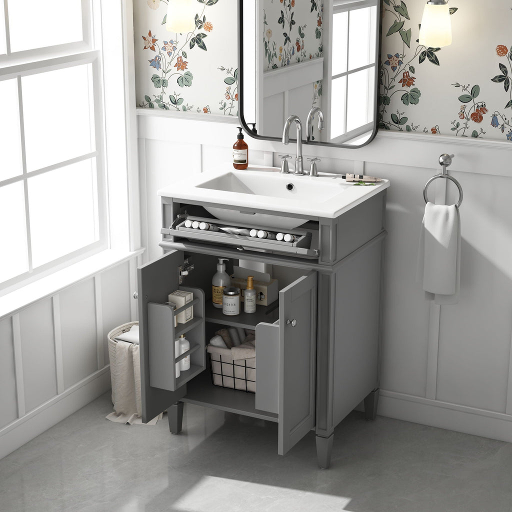 Bathroom Vanity With 2 Doors And Tip Out Drawer, Soft Closing Hinges