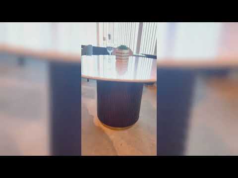 Clayten - Round Dining Table With Marble - White Natural Marble Top & Espresso