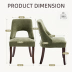 Upholstered Dining Chair With Curved Legs (Set of 2) - Green