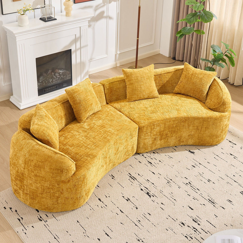 Curved Compressed Sofa, Nordic-Style Design For Living Room