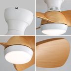 23" Bedroom Ceiling Fan With 3 Color Dimmable 3 ABS Blades Remote Control Dc Motor With 18W Led Light