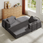 Convertible Sleeper Sofa Bed With Cylindrical Pillow, Fixed Shape Frame