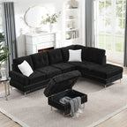 L-Shaped Sectional Sofa With Chaise And Storage Ottoman, Includes 2 Pillows