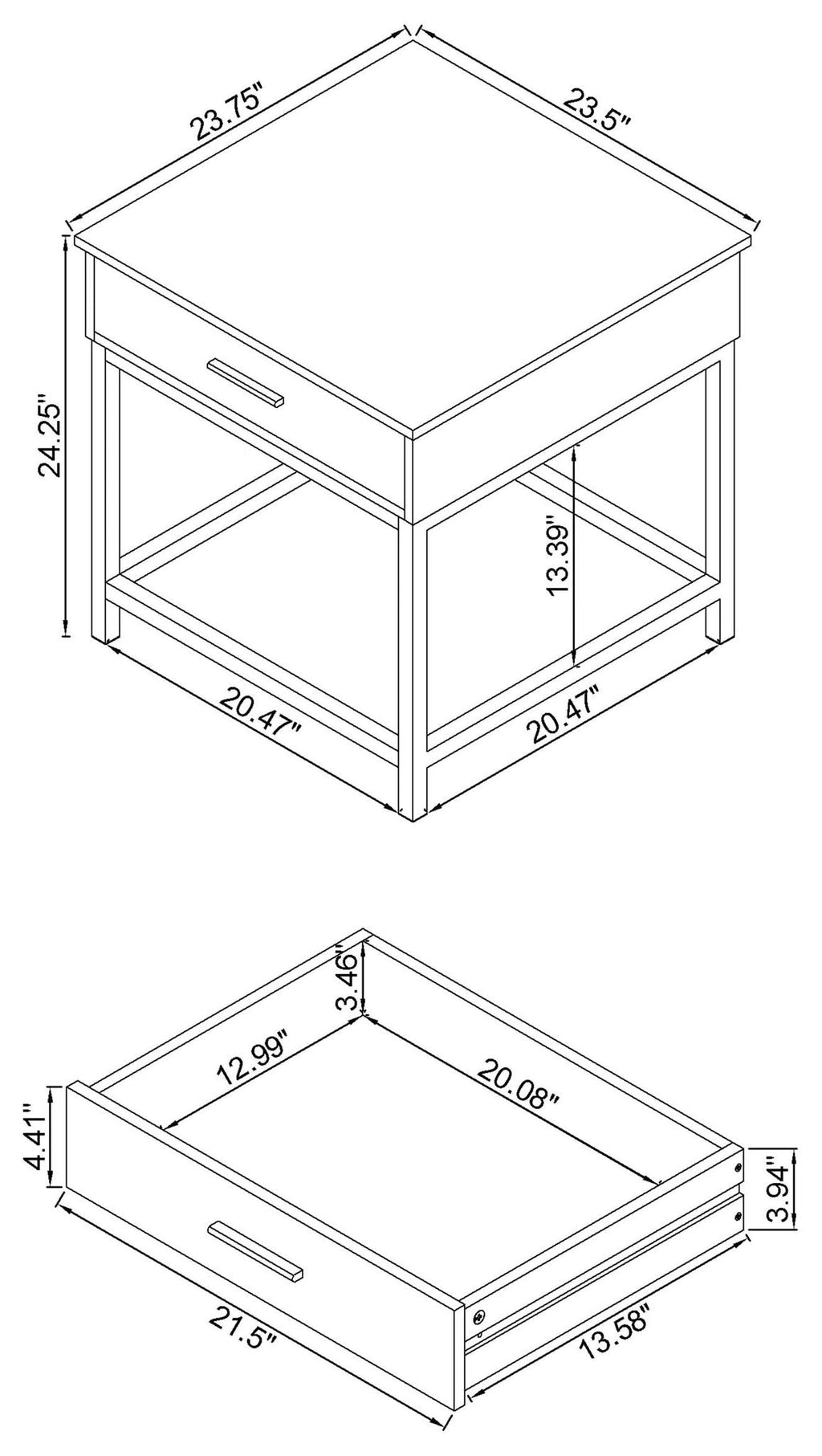 Byers 1-drawer Square Engineered Wood End Table Brown Oak