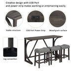 Bar Table Set With 3 Padded Stools