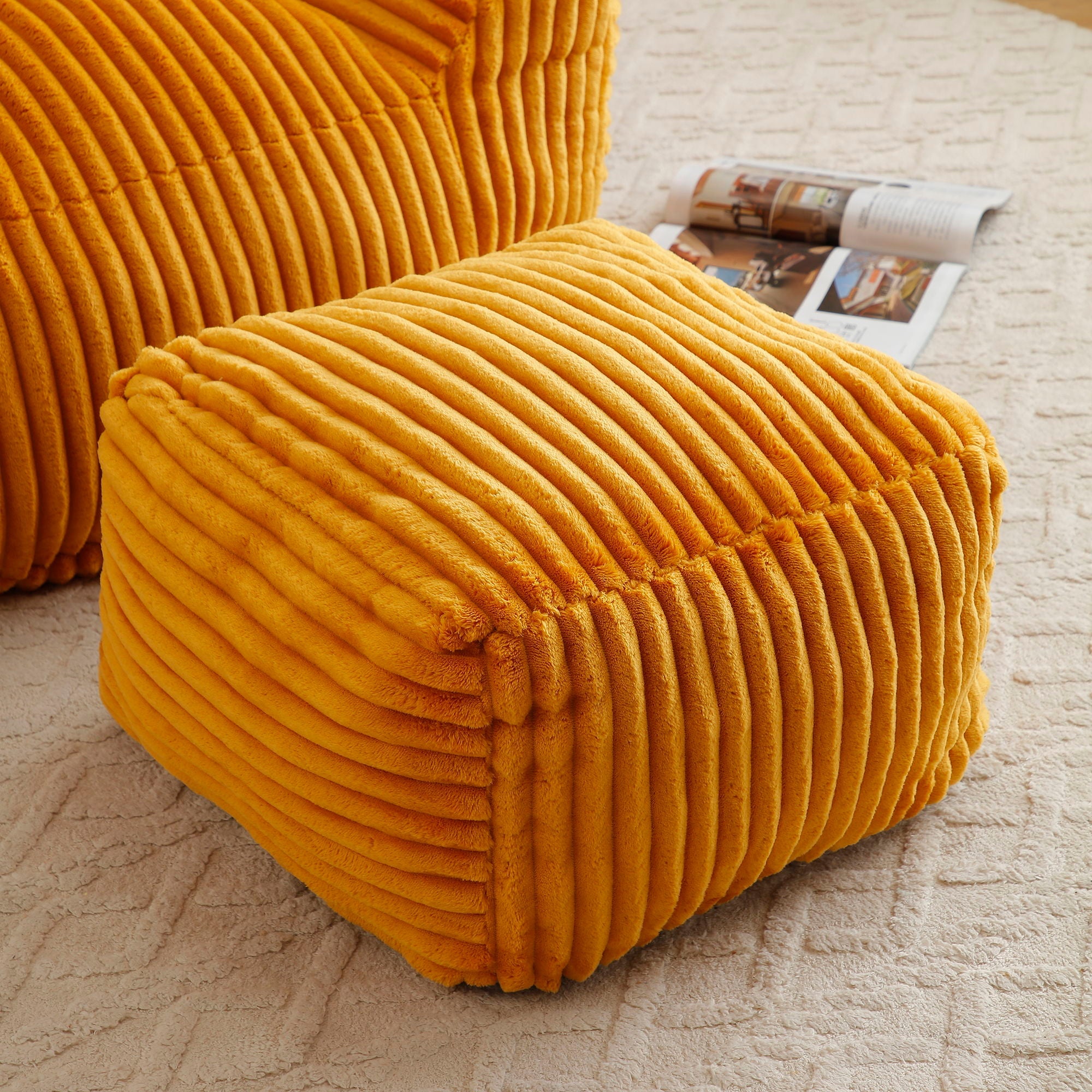 Giant Bean Bag Chair With Armrests And Footstool