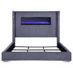 Tisdall Upholstered Eastern King Flame Visualizer Bed Grey