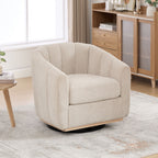 Swivel Upholstered Barrel Chair With Metal Base
