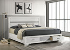 Miranda 51-inch Wood Eastern King Storage Panel Bed White